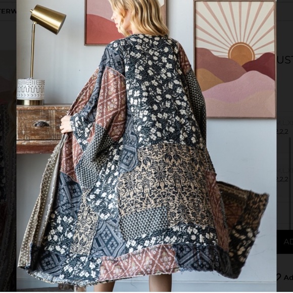 New Oli & Hali Washed Mixed Print Patchwork Duster Black - Picture 5 of 5